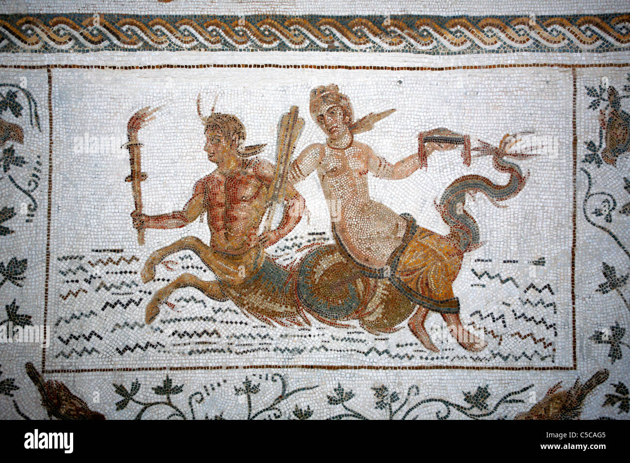 Mosaico Romano (terzo secolo), il museo archeologico, El Jem, Tunisia Foto Stock