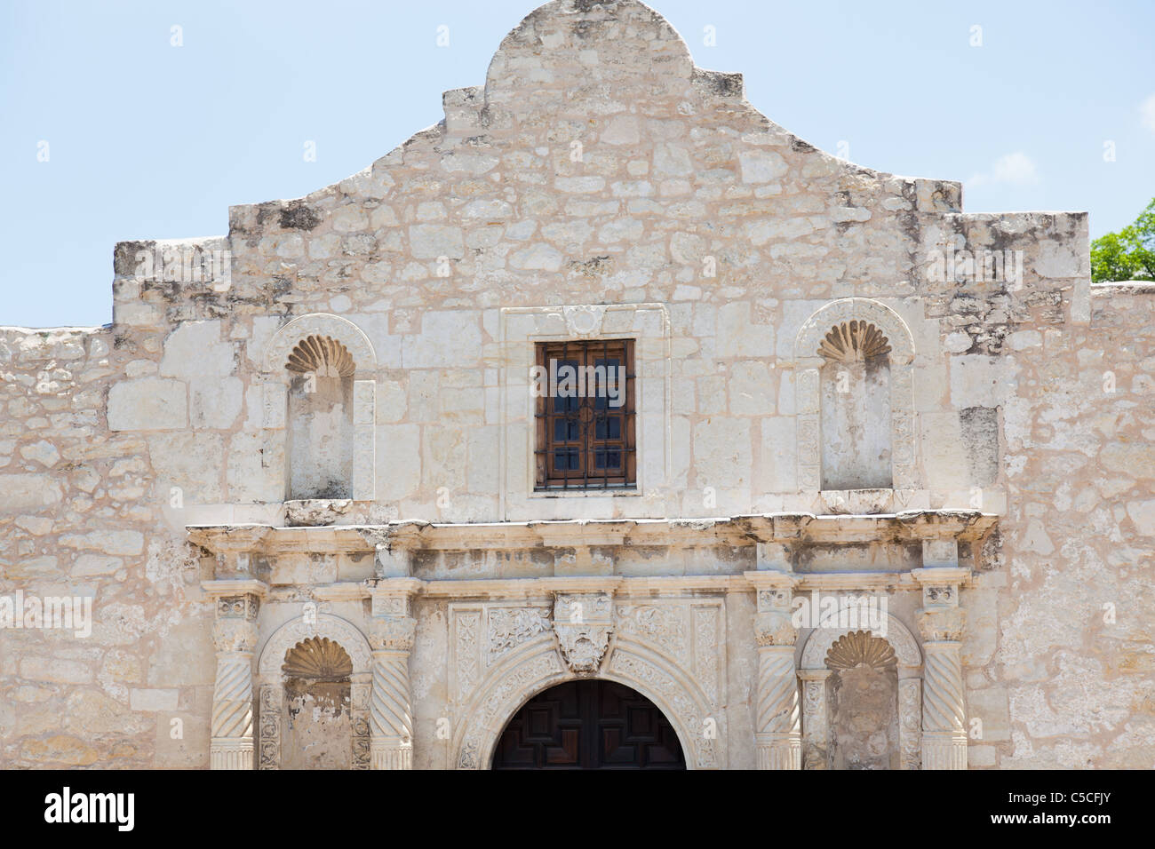 Parte anteriore del Alamo in San Antonio, Texas, Stati Uniti Foto Stock