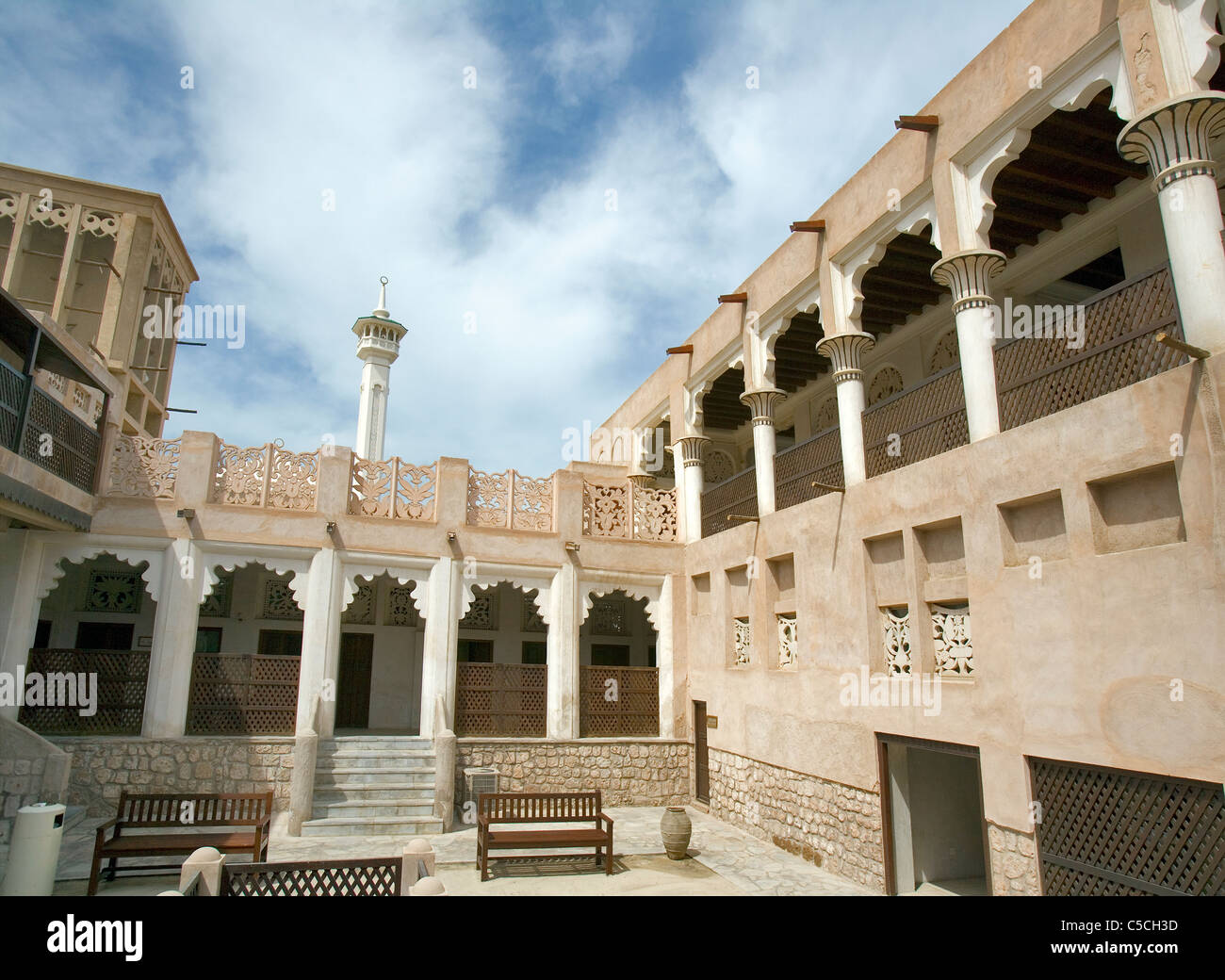 Cortile al Sheikh Sayeed Al Maktoum, Al Shindagha, Dubai, UAE Foto Stock