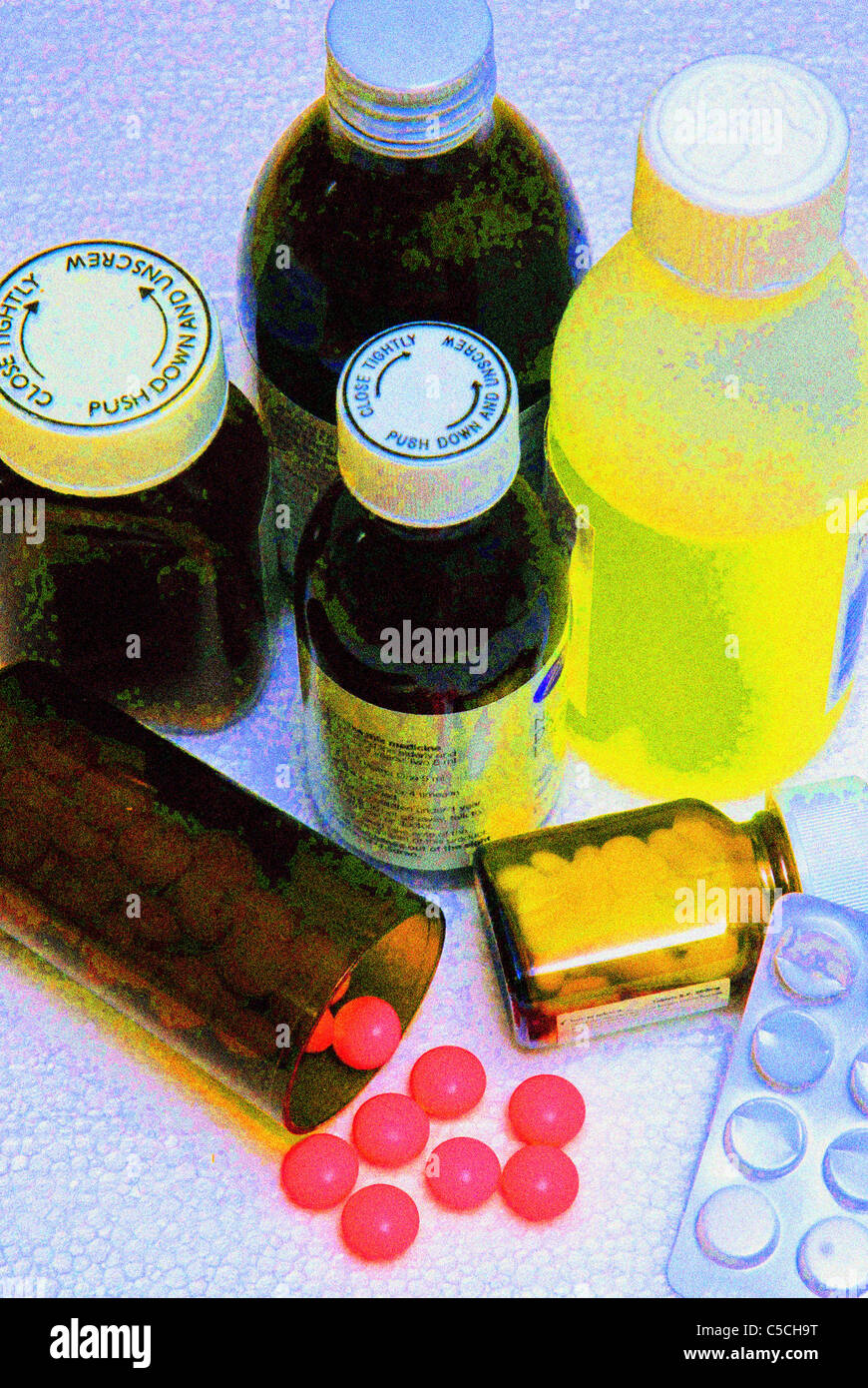 Farmaci compresse pillole medicinali Foto Stock