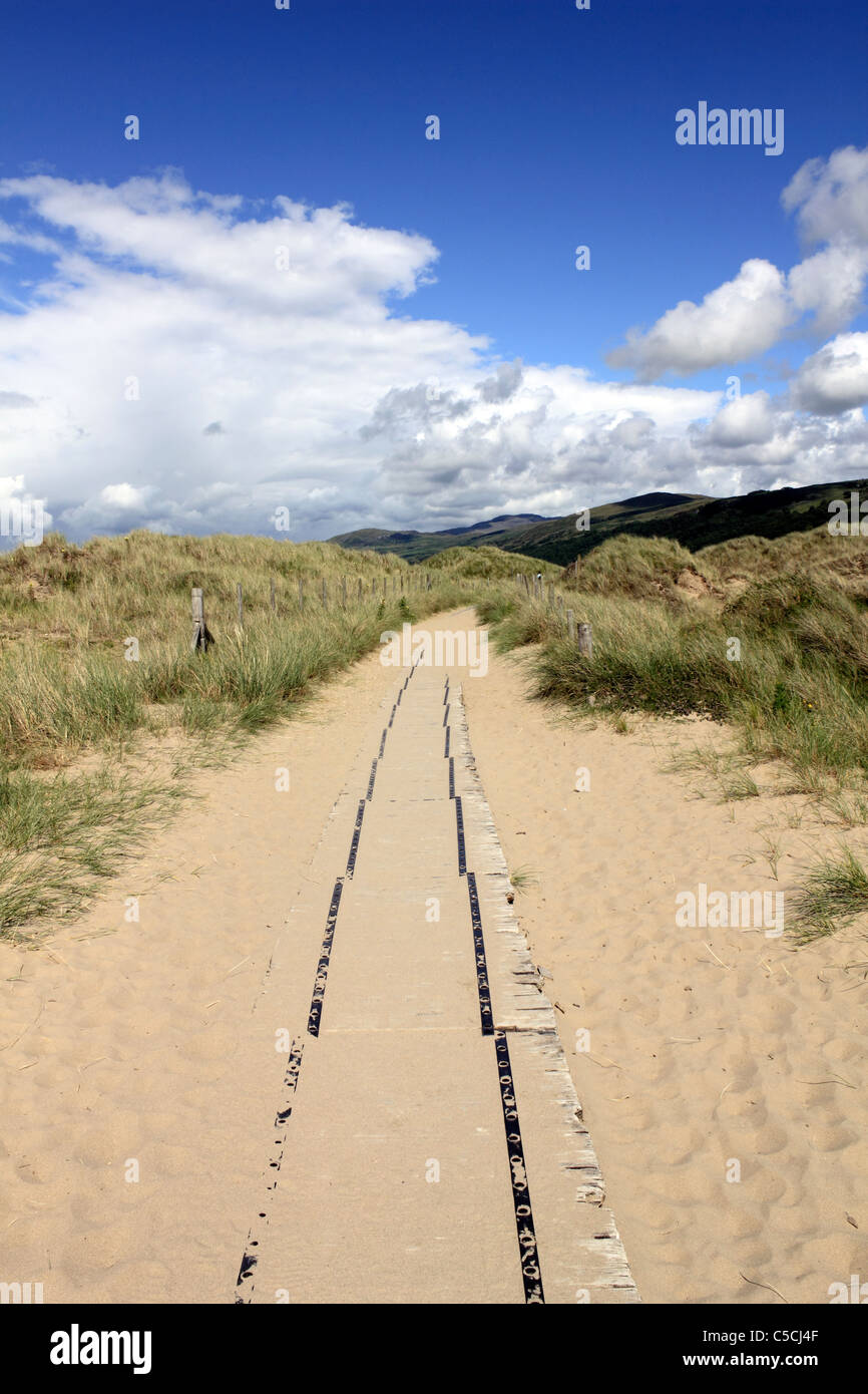 La spiaggia a Harlech, Gwynedd, NW Wales UK. Foto Stock
