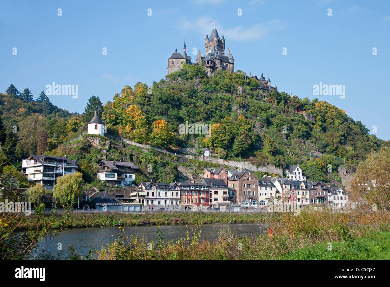 Il castello imperiale, punto di riferimento della città di Cochem, Moselle, Renania-Palatinato, Germania, Europa Foto Stock