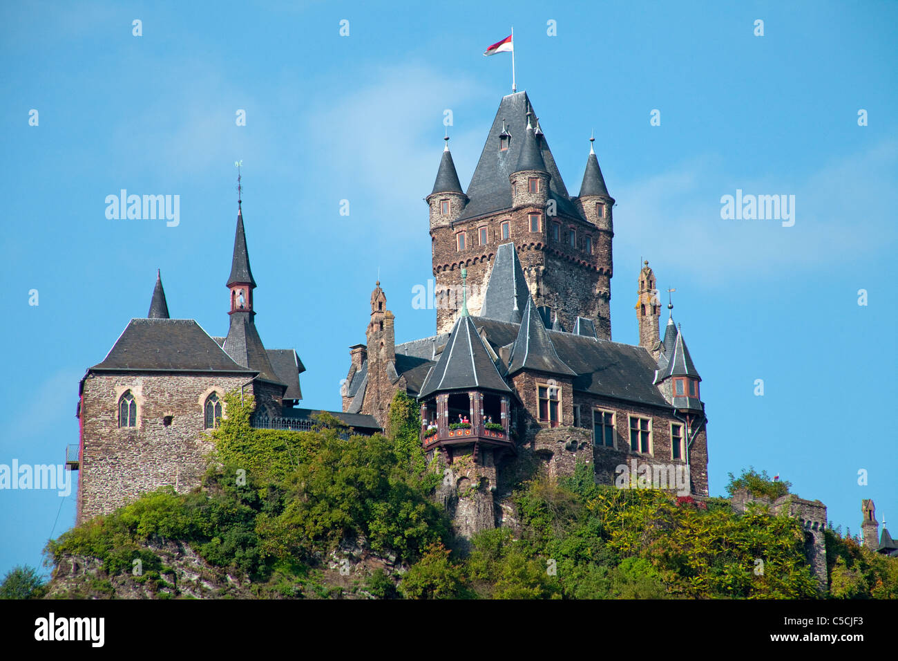ICochem Imperial Castle (Reichsburg), punto di riferimento di Cochem, Mosella, Renania-Palatinato, Germania, Europa Foto Stock