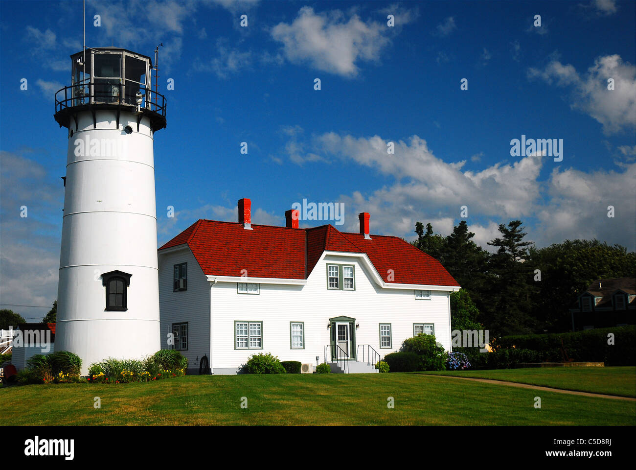 Il faro di Chatham si siede vicino al gomito del Cape Cod dal 1877 Foto Stock