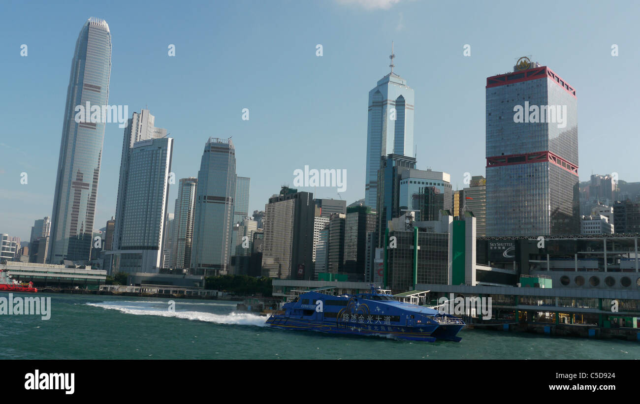 HONG KONG panorama di Hong Kong Central mostra Harbour e grattacieli. foto di Sean Sprague Foto Stock