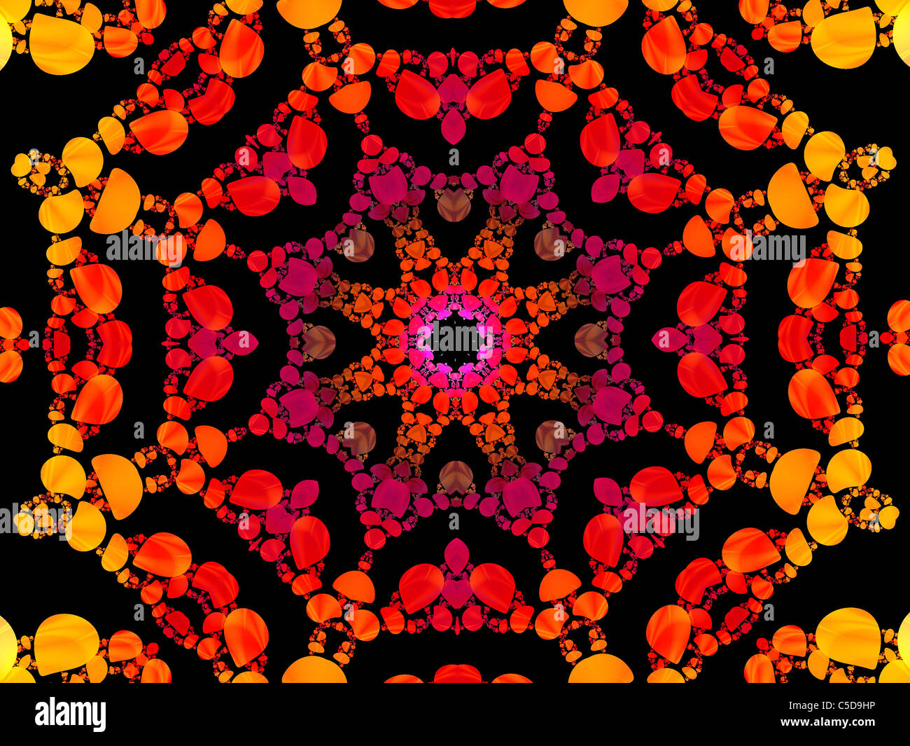 Orange Caleidoscopio pattern creato utilizzando il programma ChaosPro Foto Stock