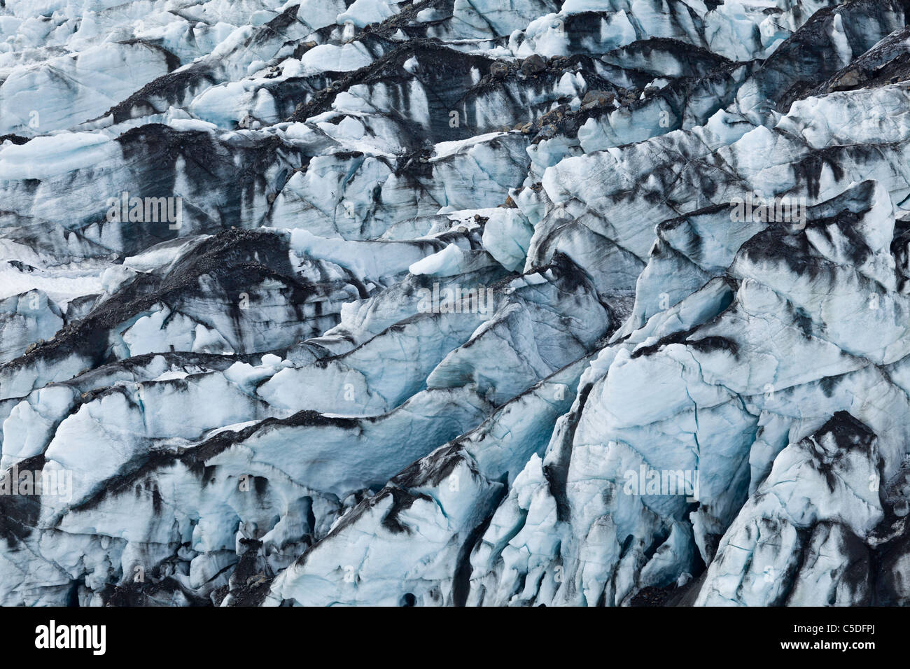 Creste di pressione a fronte del ghiacciaio Childs in Chugach Foresta Nazionale del rame sul delta del fiume centromeridionale in Alaska. Foto Stock
