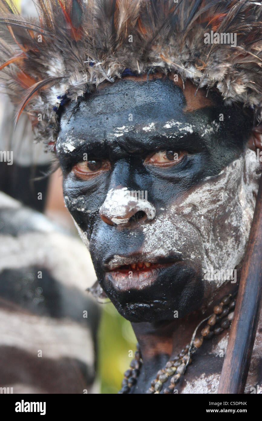 Guerriero di Papua Nuova Guinea Foto Stock