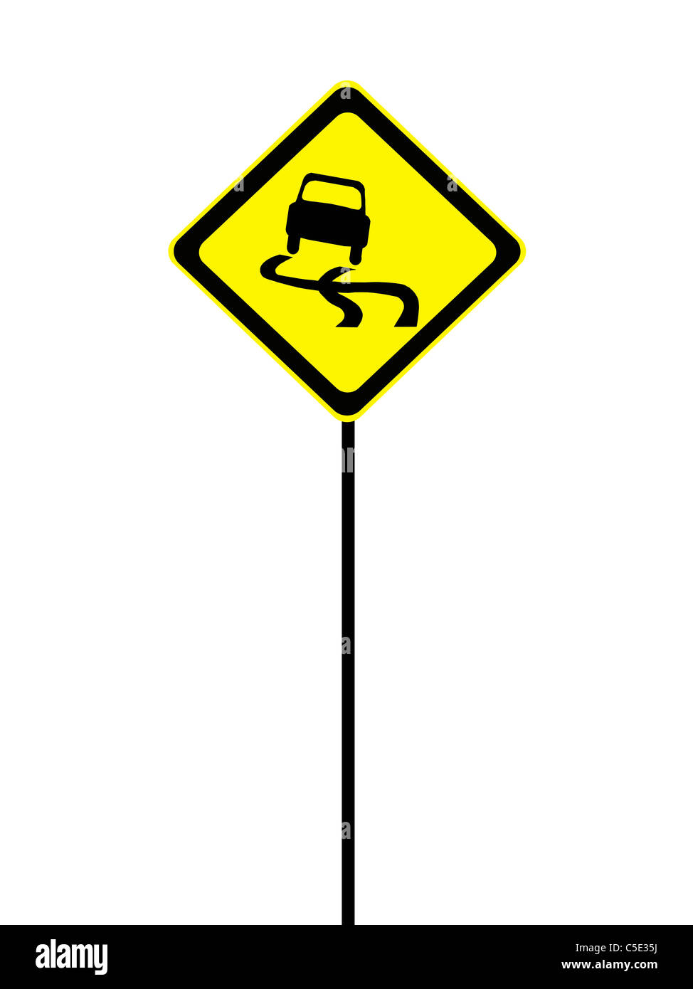 Un cartello stradale isolata contro uno sfondo bianco Foto Stock