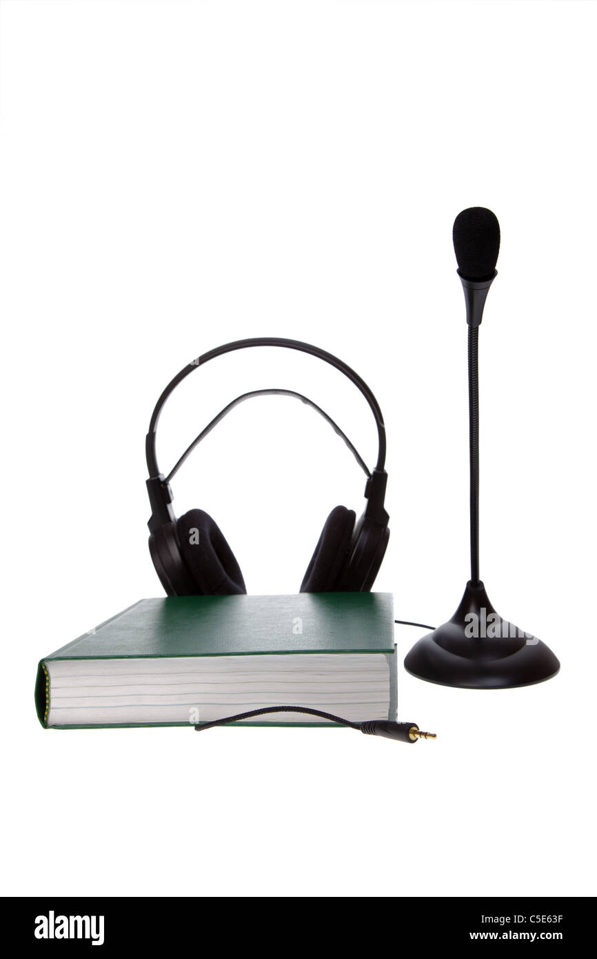 Libri audio isolato su bianco Foto Stock