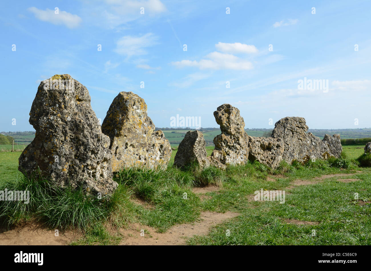 Il King's Men Stone Circle (2500-2000AC), parte dell'età del bronzo o pietre Megalitiche di Rollright, Oxfordshire, Inghilterra, Regno Unito Foto Stock