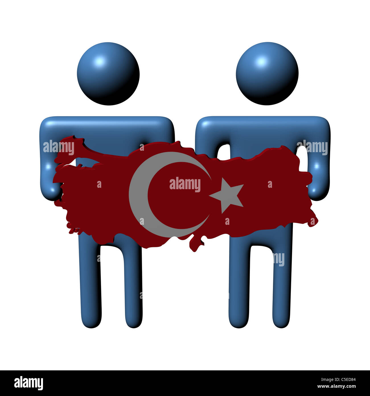 Abstract persone azienda turca bandiera mappa immagine Foto Stock