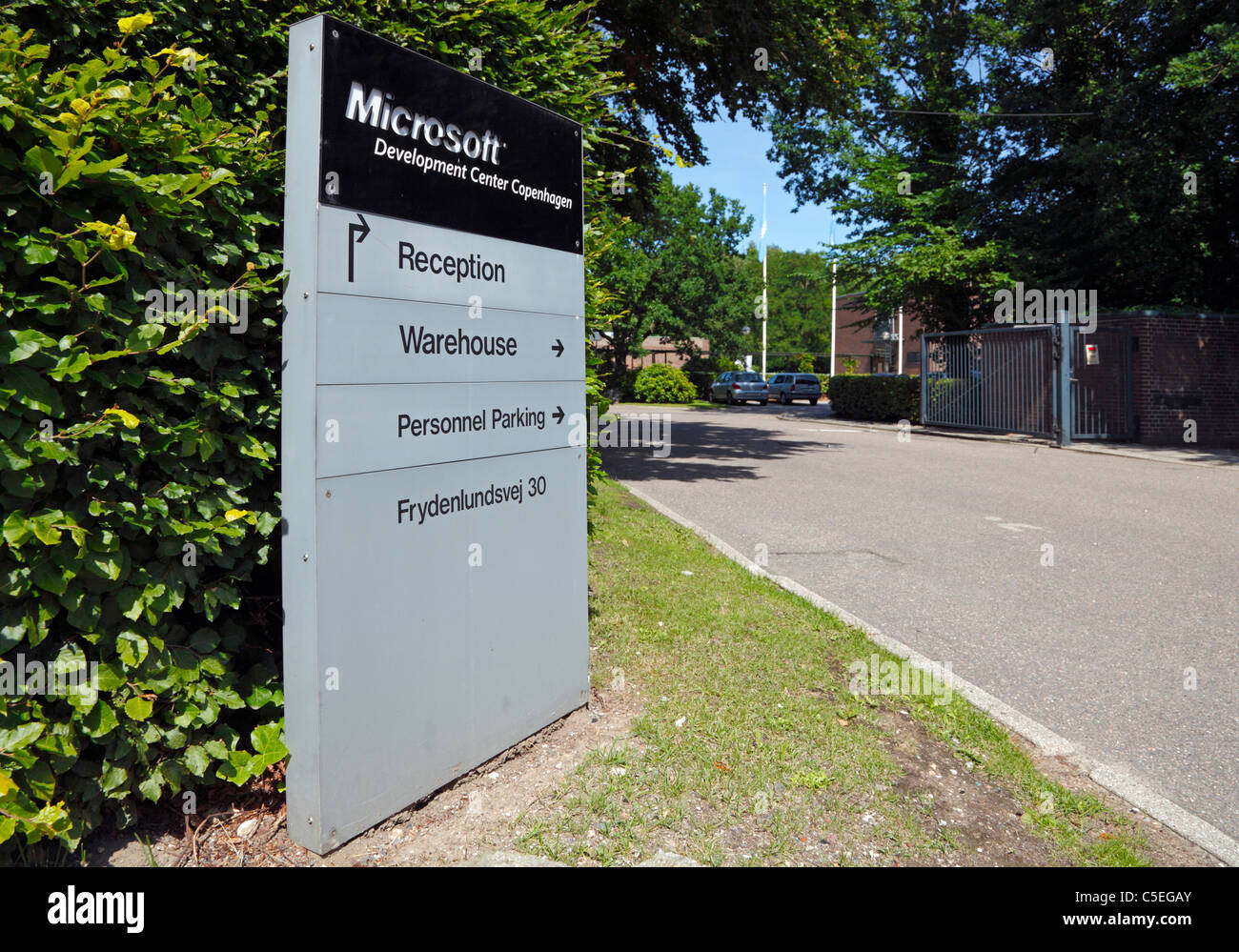 Ingresso alla Microsoft Development Center di Copenaghen - in Trørød, Danimarca Foto Stock