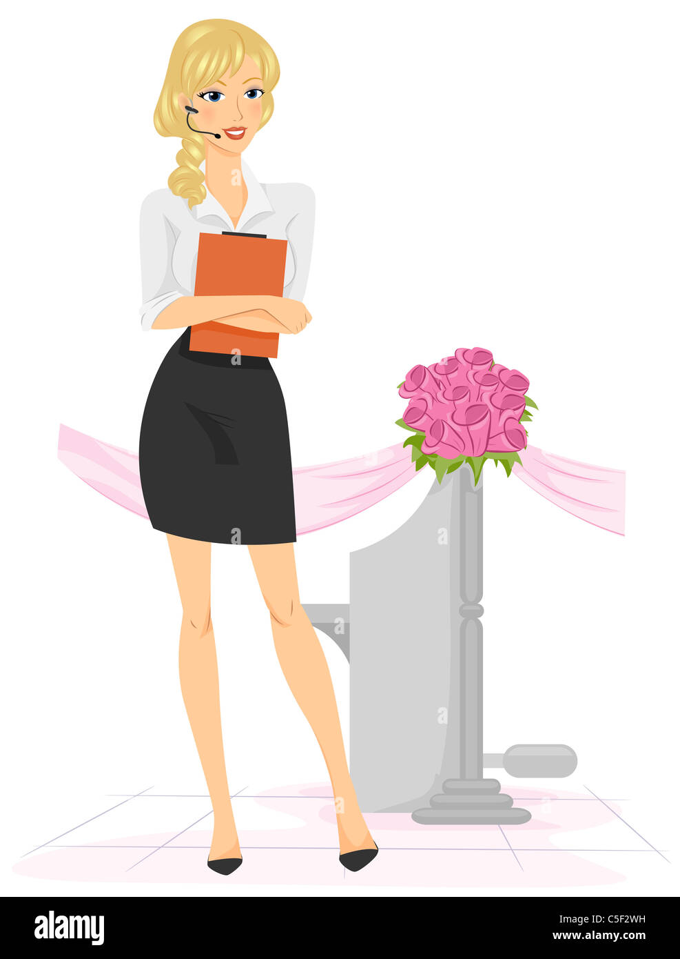 Una femmina di Wedding Planner che impugnano un clipboard Foto Stock
