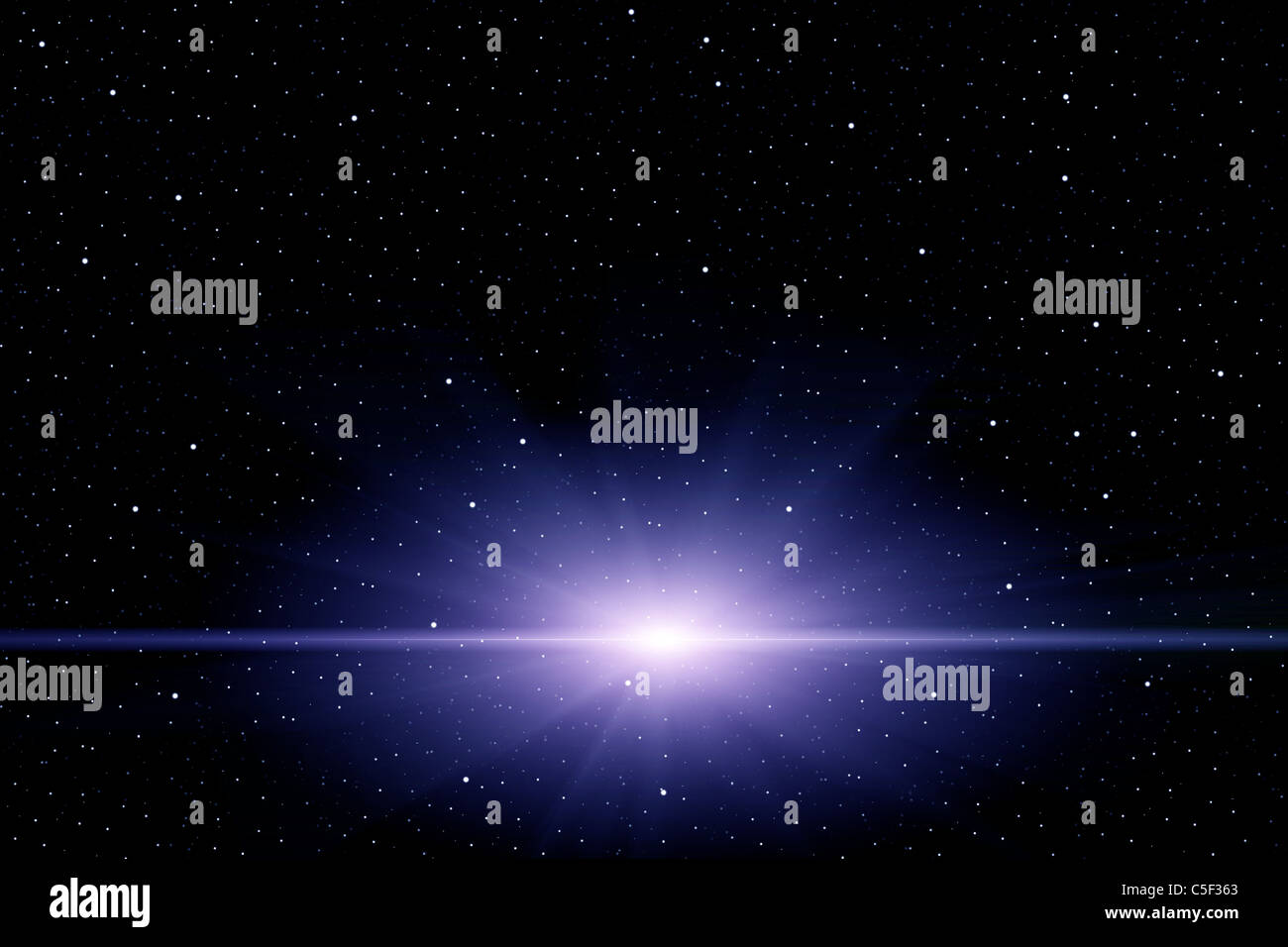 Star burst nello spazio con star dello sfondo dei campi. Foto Stock