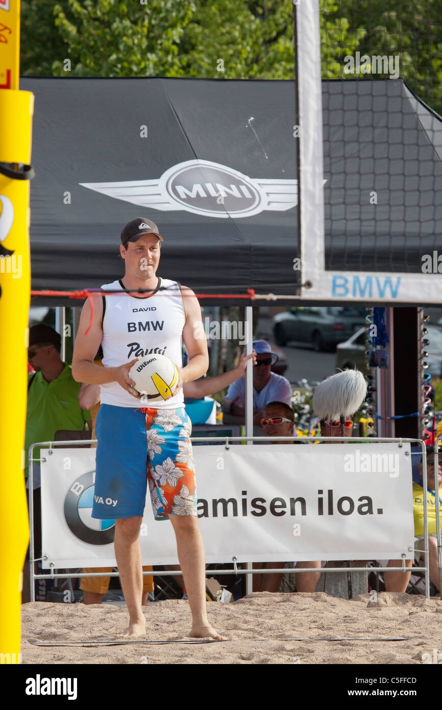 Beach volley gioco, Finlandia Foto Stock