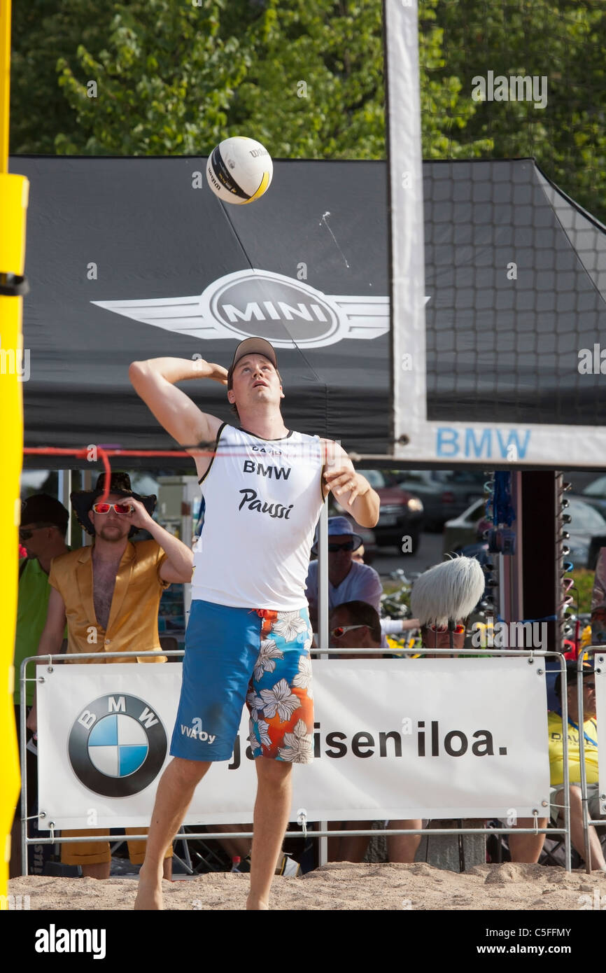 Beach volley gioco, Finlandia Foto Stock