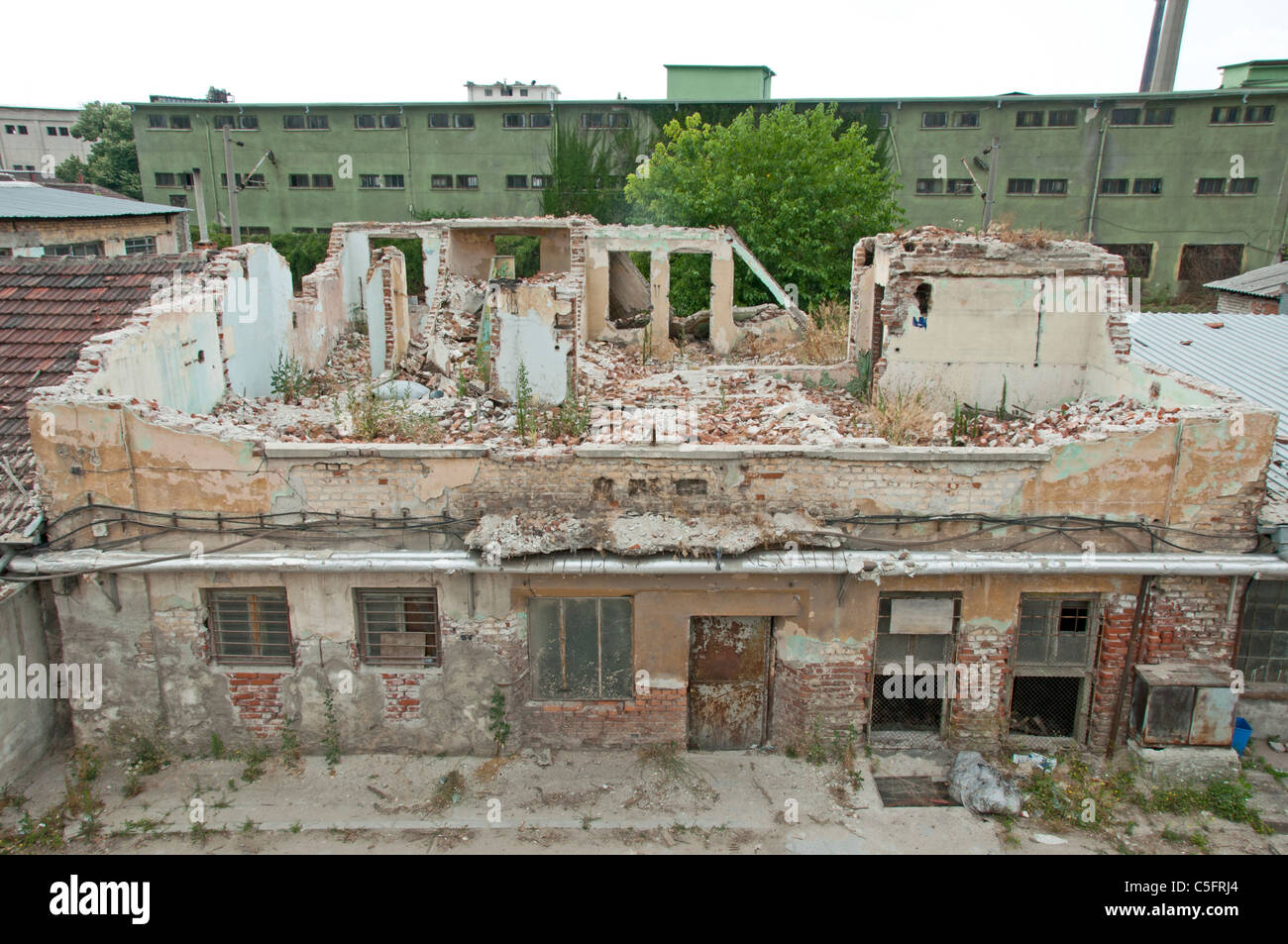 Mattoni vecchi demolito palazzo. Immagine Horisontal Foto Stock