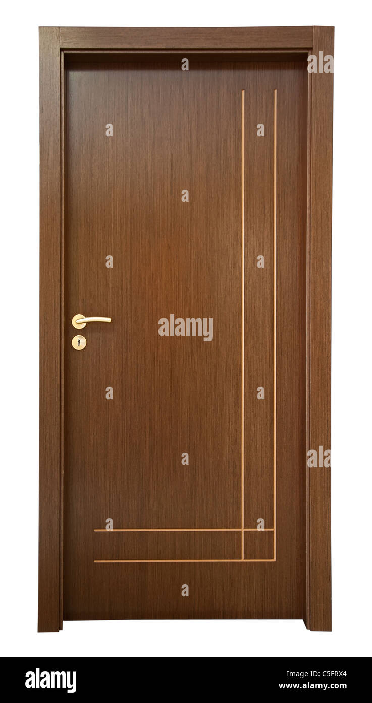 Nuovo in legno classico bianco porta isolata. Foto Stock