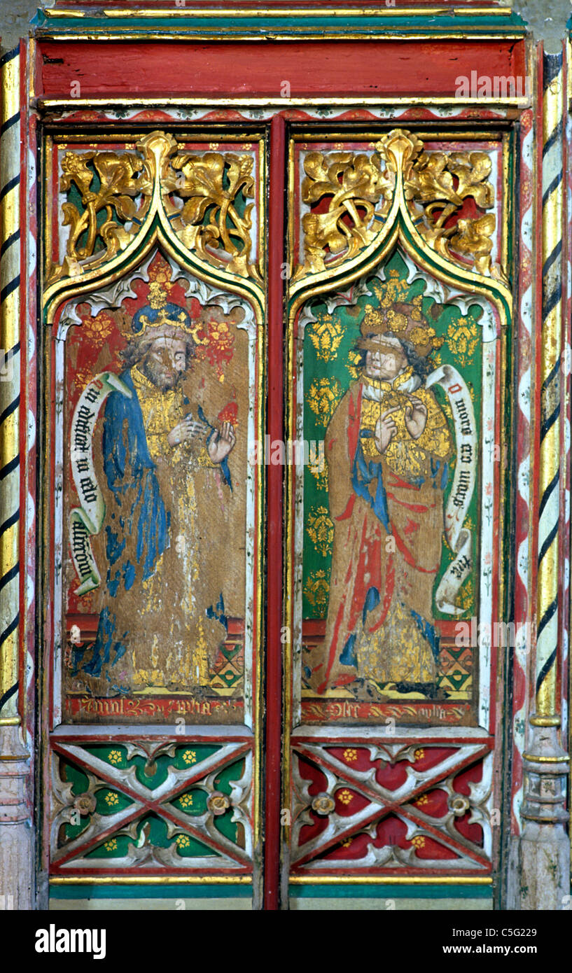 Thornham, Norfolk, Rood Screen, profeti Amos e Osea, xv secolo rood medievale schermo, Antico Testamento Profeta Foto Stock
