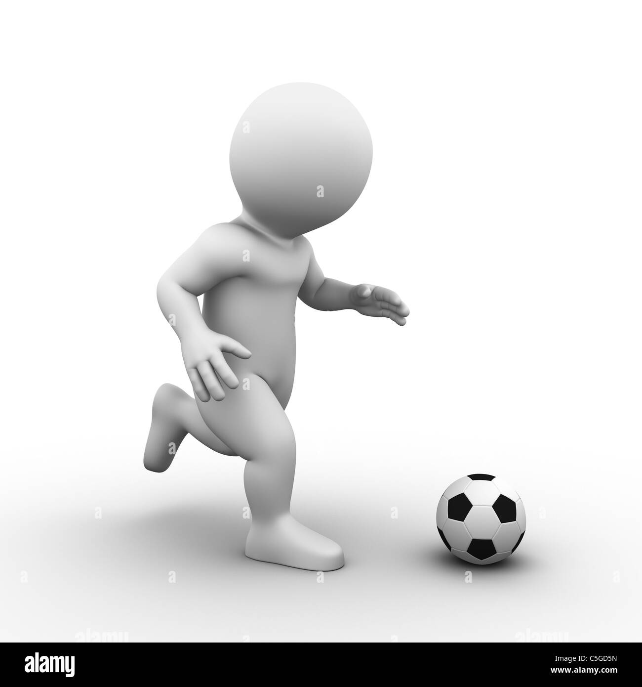 Bobby è giocare a calcio con un calcio standard - vista laterale Foto Stock