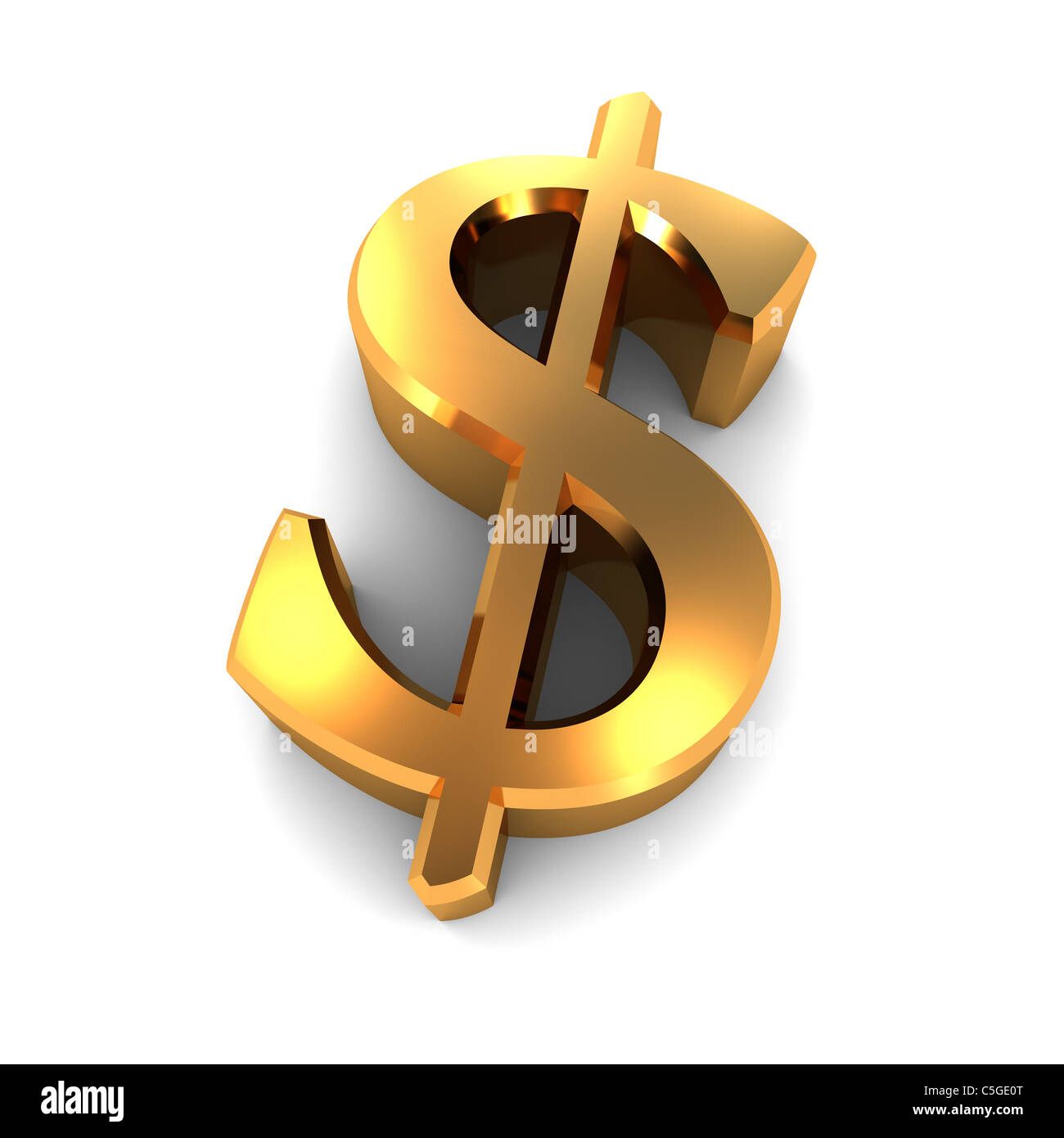 Un dollaro in oro simbolo su sfondo bianco Foto Stock