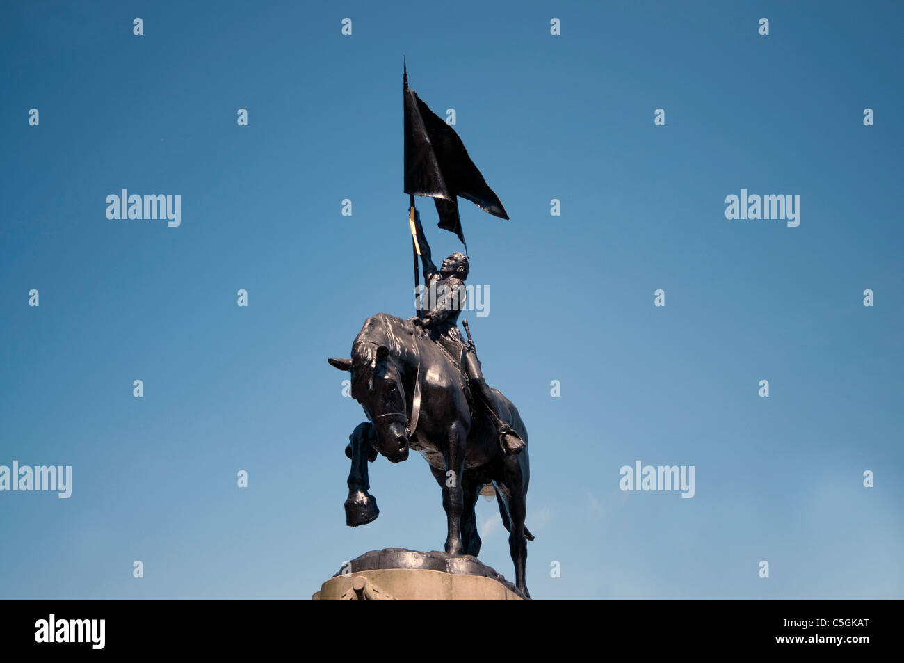 Statua equestre di Border Reiver Hawick High Street Scottish Borders Town Foto Stock