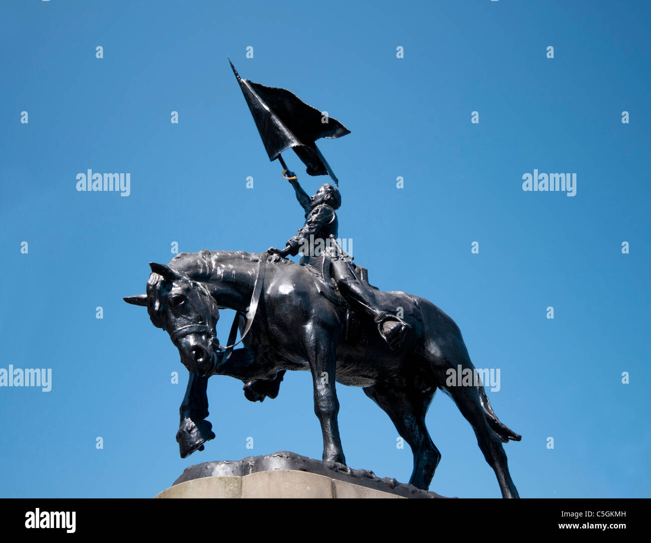 Statua equestre di Border Reiver Hawick High Street Scottish Borders Foto Stock