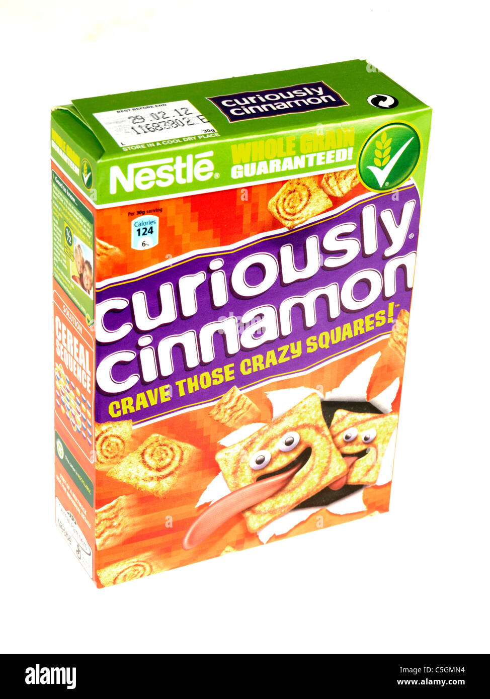 Scatola di curiosly cannella cereali da prima colazione Foto Stock