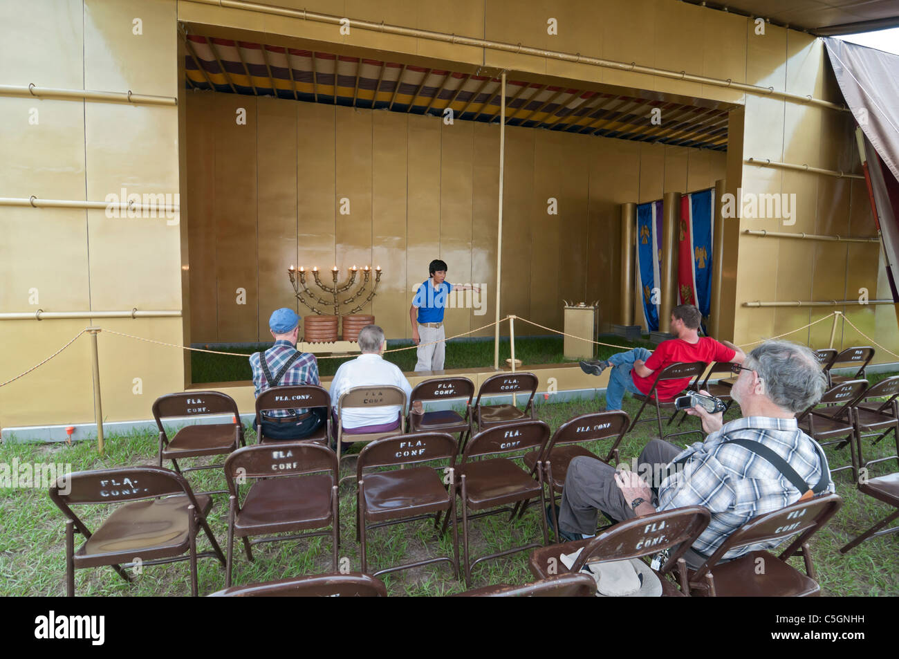 Presentazione di viaggio del mosaico tabernacolo il biblico ebrei mossi circa con nel loro vagare nel deserto. Foto Stock