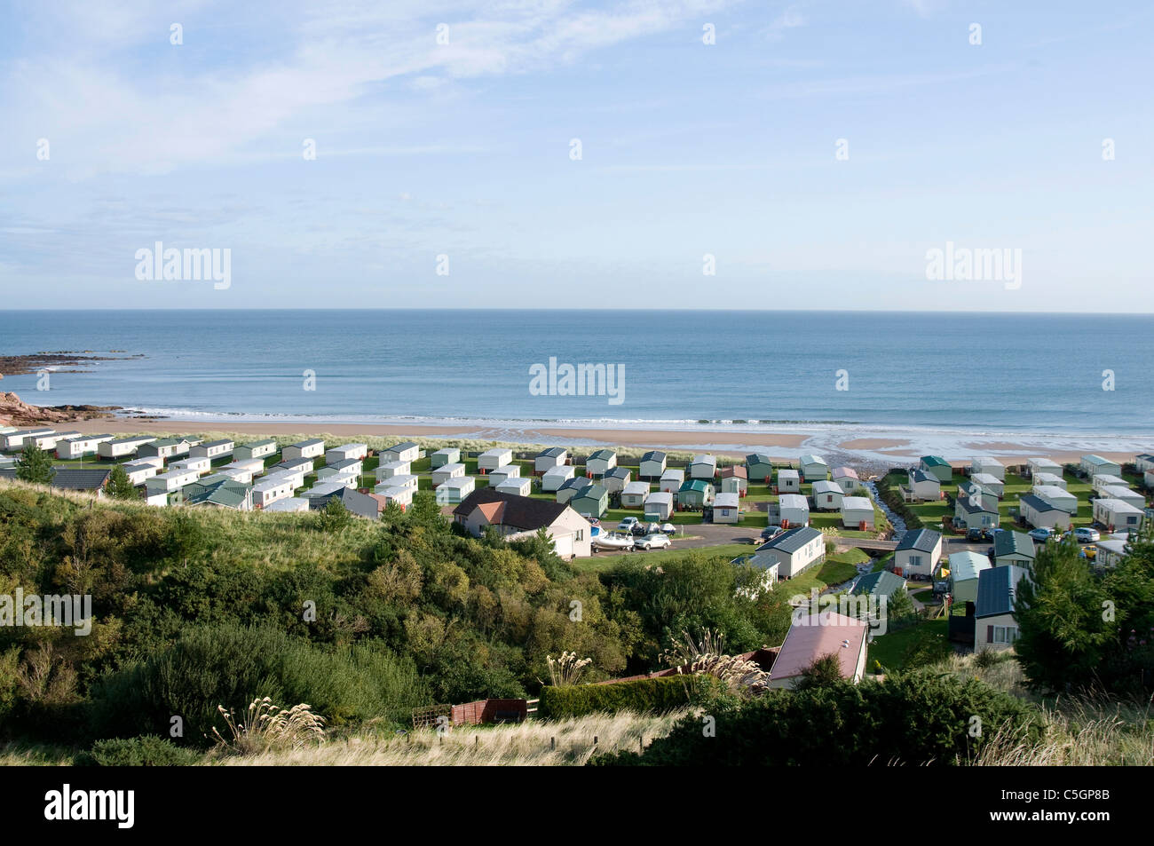 Caravan Park a Pease Bay - Scottish Borders Foto Stock