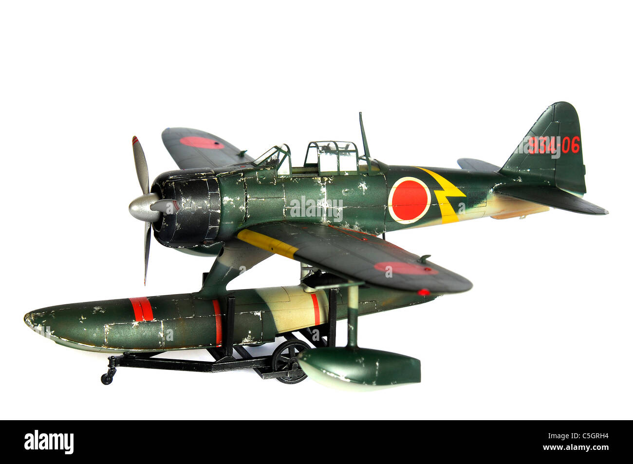 Kit di modello di WWII fighter giapponese 'Rufe' isolato in bianco Foto Stock