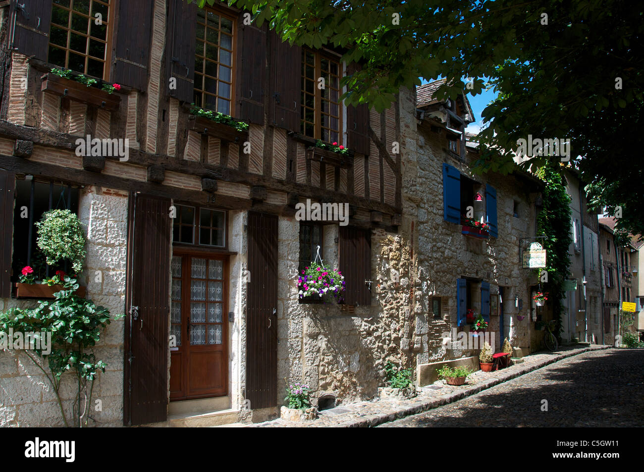 Pittoresche case in vecchio Bergerac Dordogne Aquitaine Francia Foto Stock