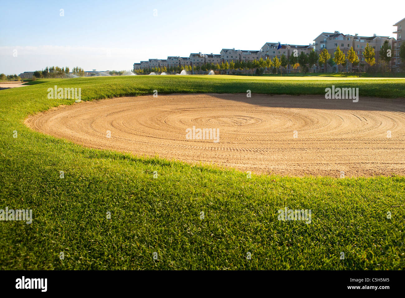 Sabbia trappola a un campo da Golf Foto Stock