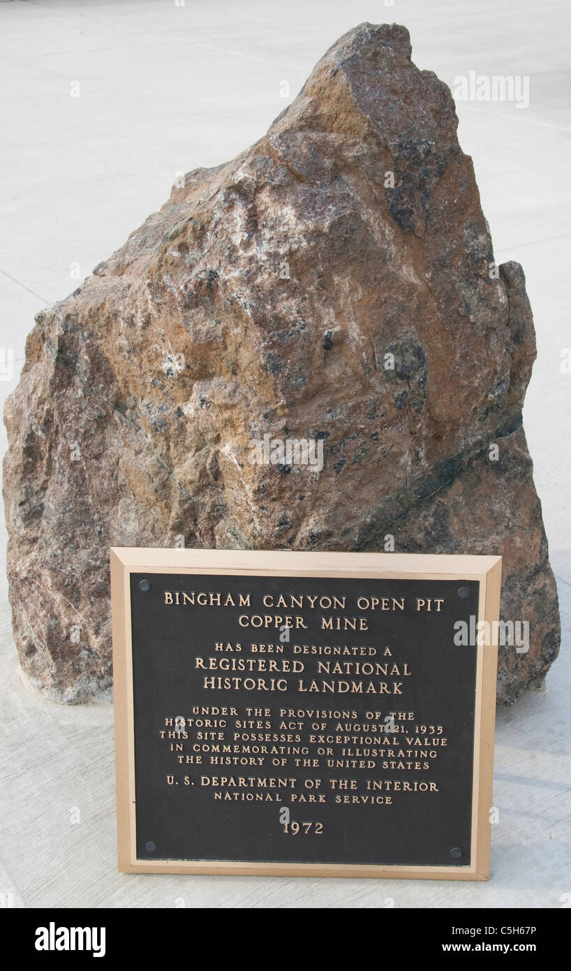 Un marcatore che designa la miniera registrati come pietra miliare storica nazionale nel 1972 dal Dipartimento USA per l'interno. Foto Stock