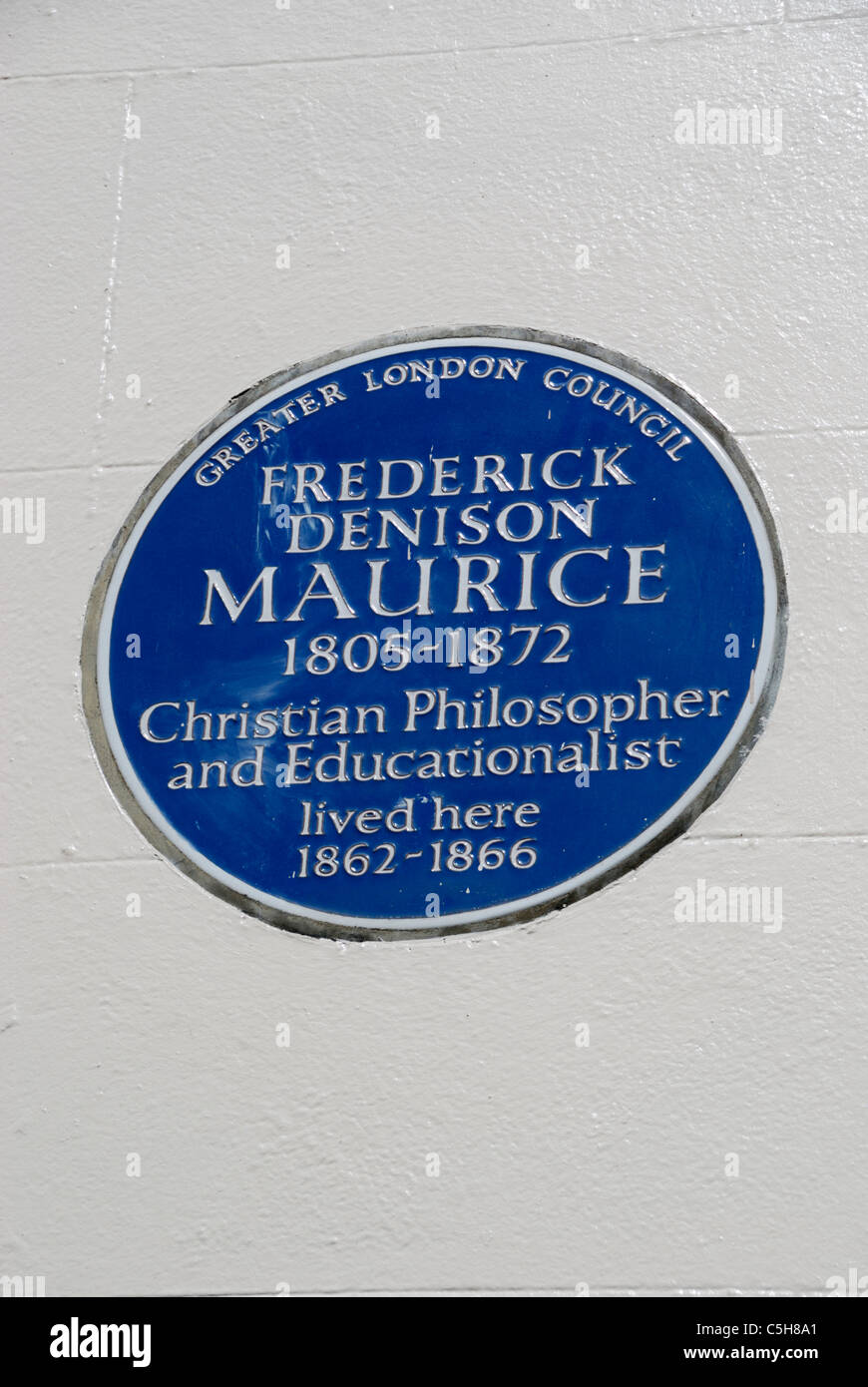 Greater London Consiglio targa blu marcatura ex casa del teologo inglese John Frederick Denison Maurice. Foto Stock