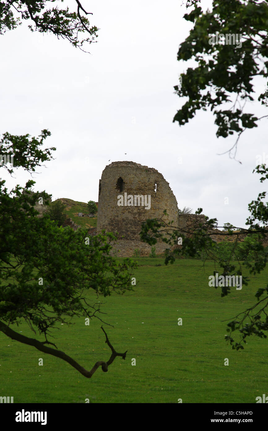 Le rovine del castello di Chartley, una motte e bailey castle a Stowe-da-Chartley tra Stafford e Uttoxeter, Staffordshire Foto Stock