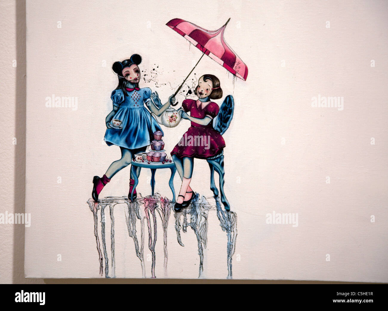 Gossip ben raccontato mostra, Londra: è il momento per il tè e Sycophancy da Candice Tripp (dettaglio) Foto Stock