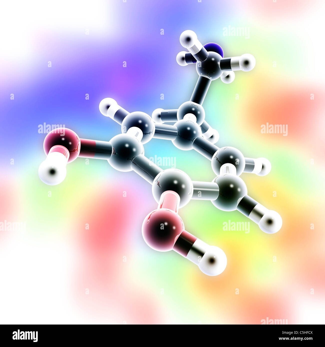 La dopamina, 3D modello molecolare Foto Stock