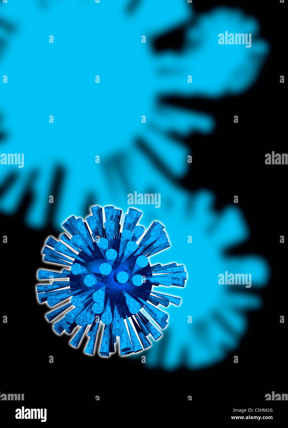 Virus influenzale particelle, artwork Foto Stock