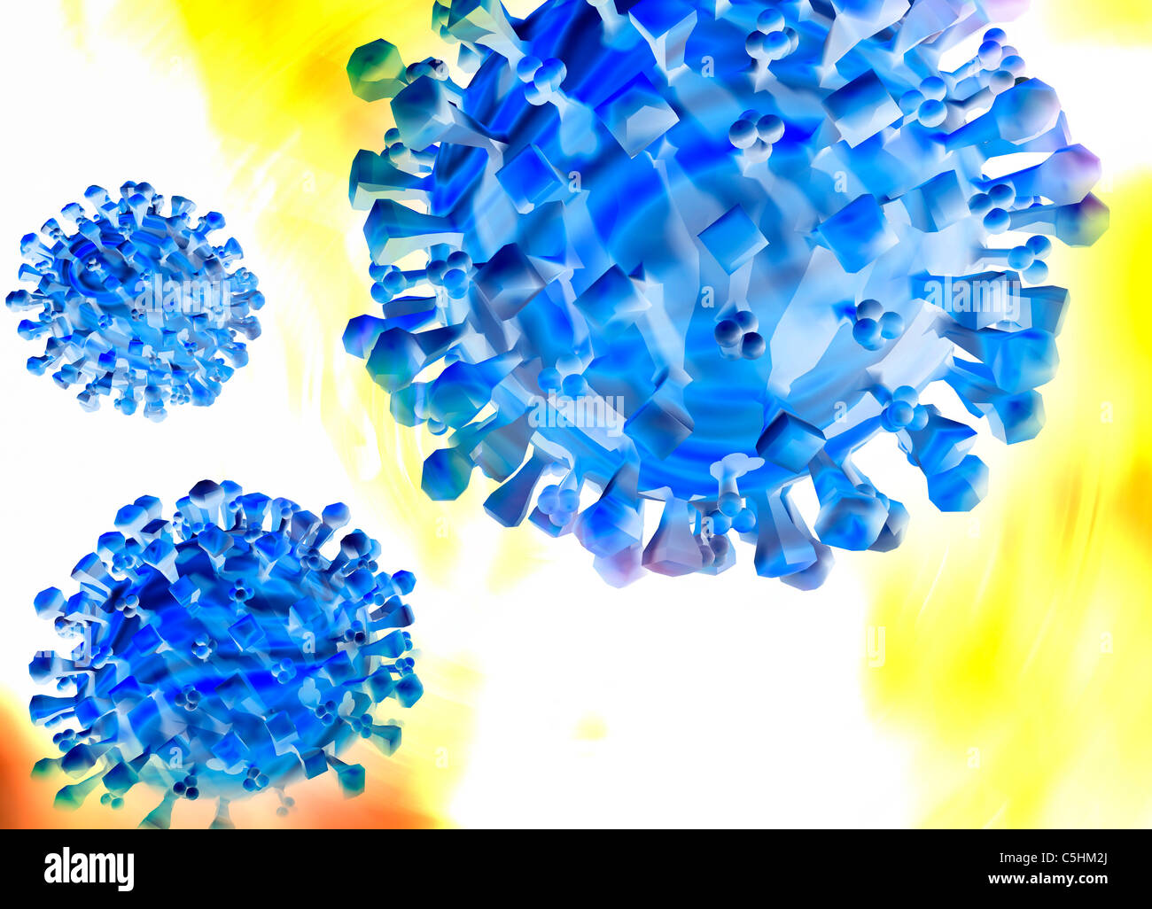 Virus influenzale particelle, artwork Foto Stock