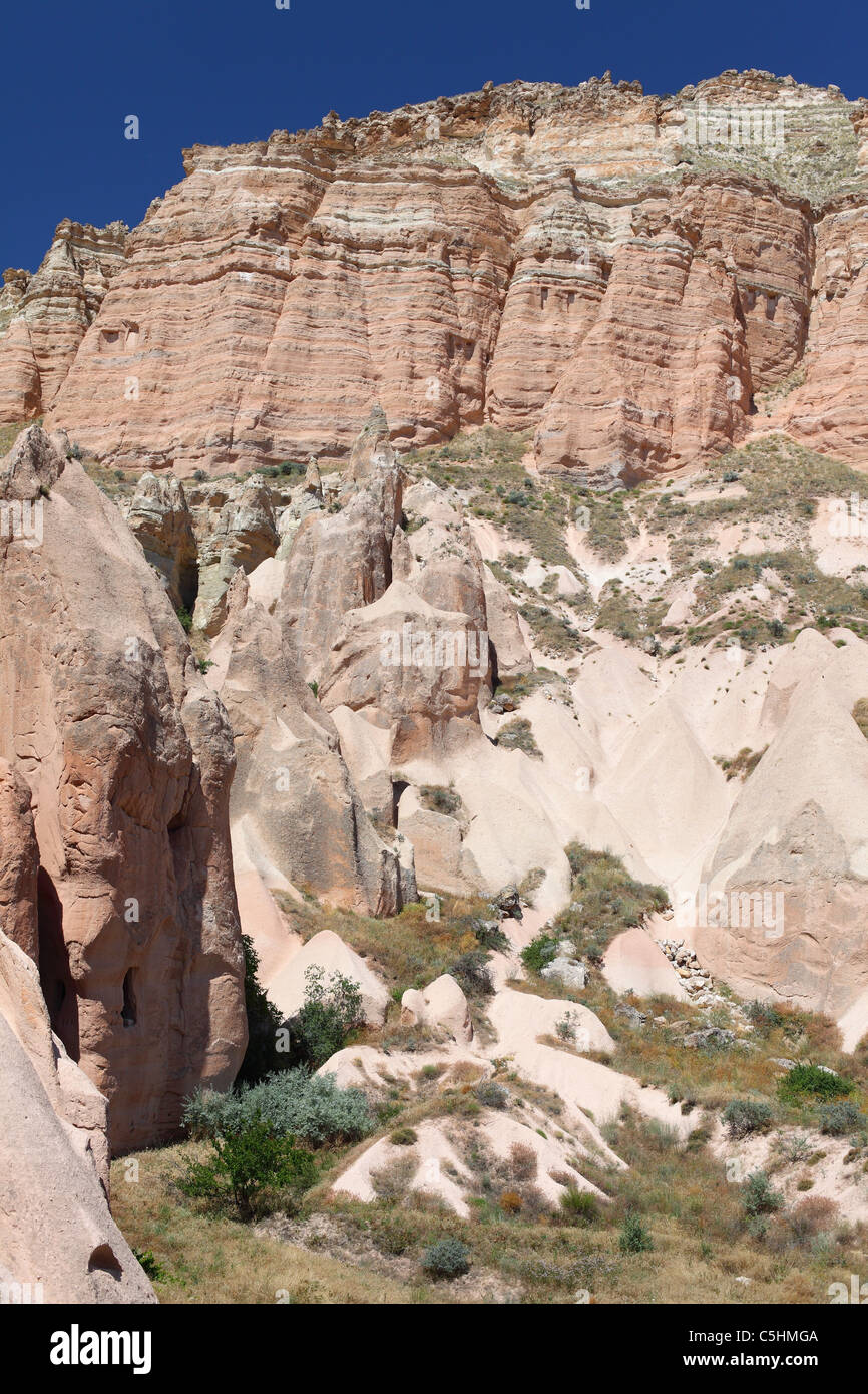 Turchia, Cappadocia, Kapadokya, Goreme, formazioni montuose di Rose / Red Valley Foto Stock