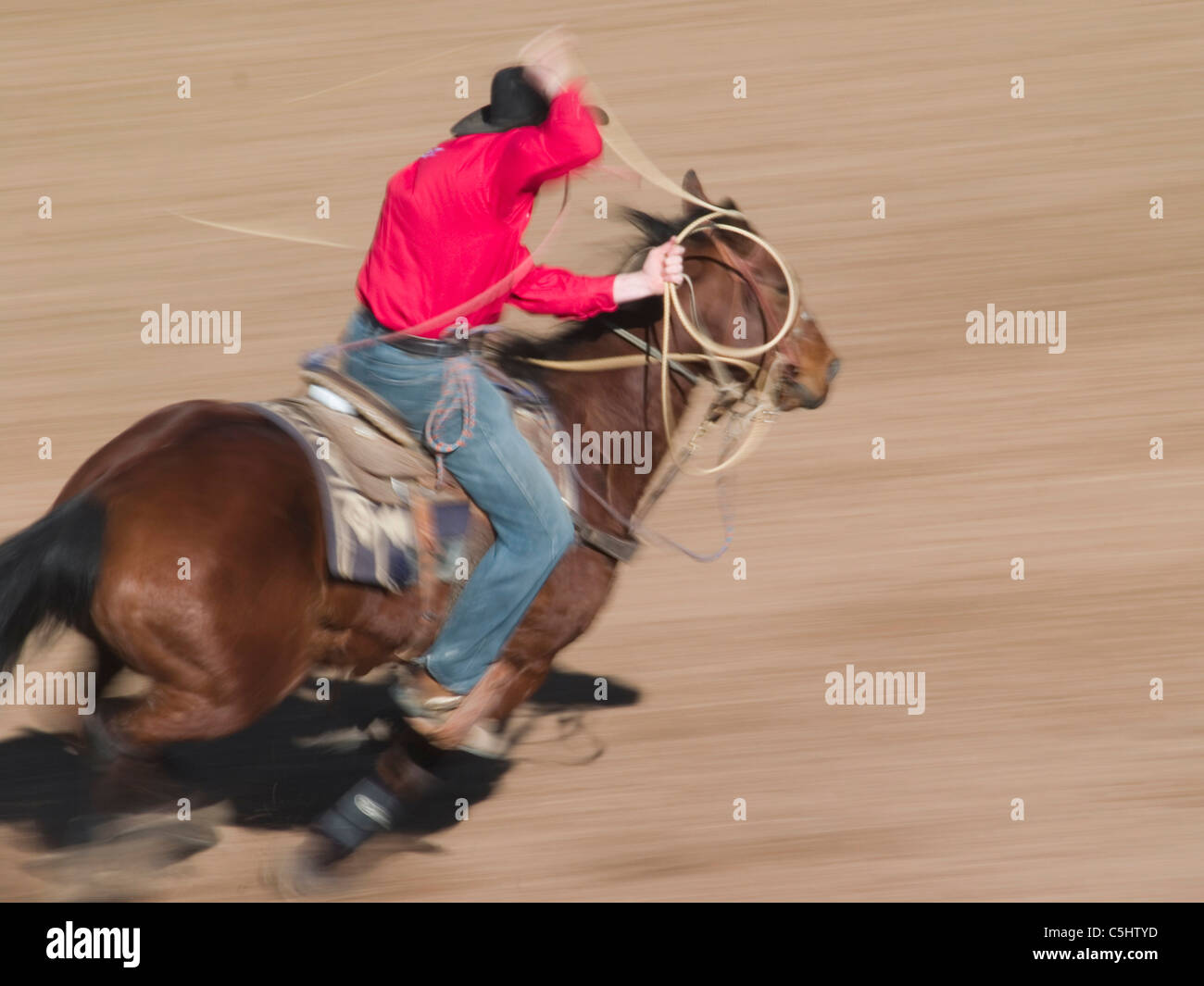 Rodeo concorrenti eseguire al Tucson Rodeo in Tucson, Arizona. ..Per solo uso editoriale il permesso dal Pro Rodeo Cowboy s Foto Stock