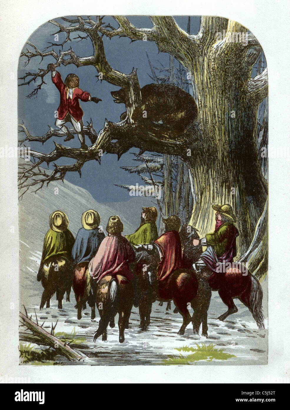 "Venerdì insegnamento l'Orso a ballare ' - Robinson Crusoe illustrazione dal 1865 - Daniel Defoe, artista: A. F. Lydon Foto Stock