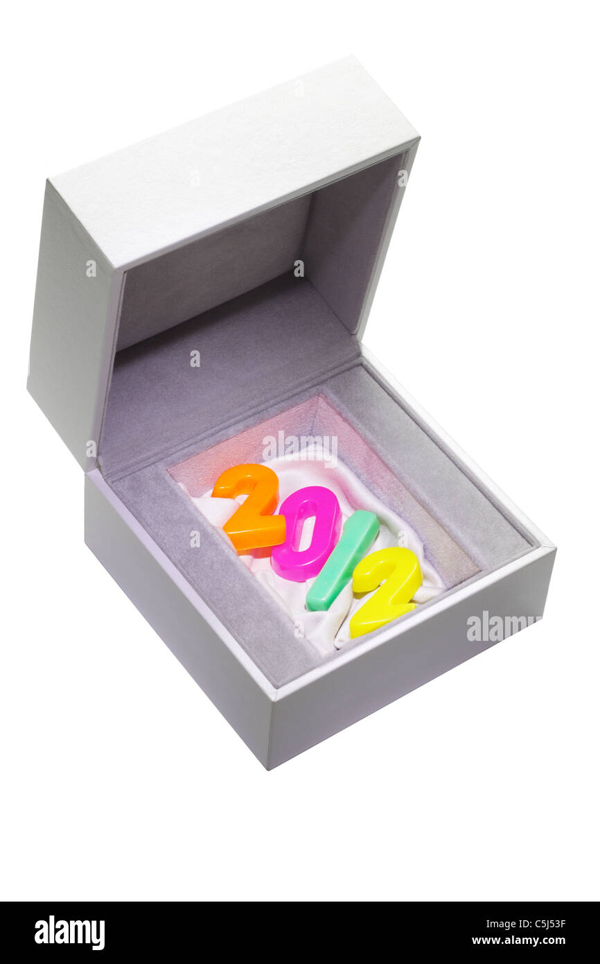2012 Anno nuovo in plastica colorata numero di blocchi in confezione regalo Foto Stock
