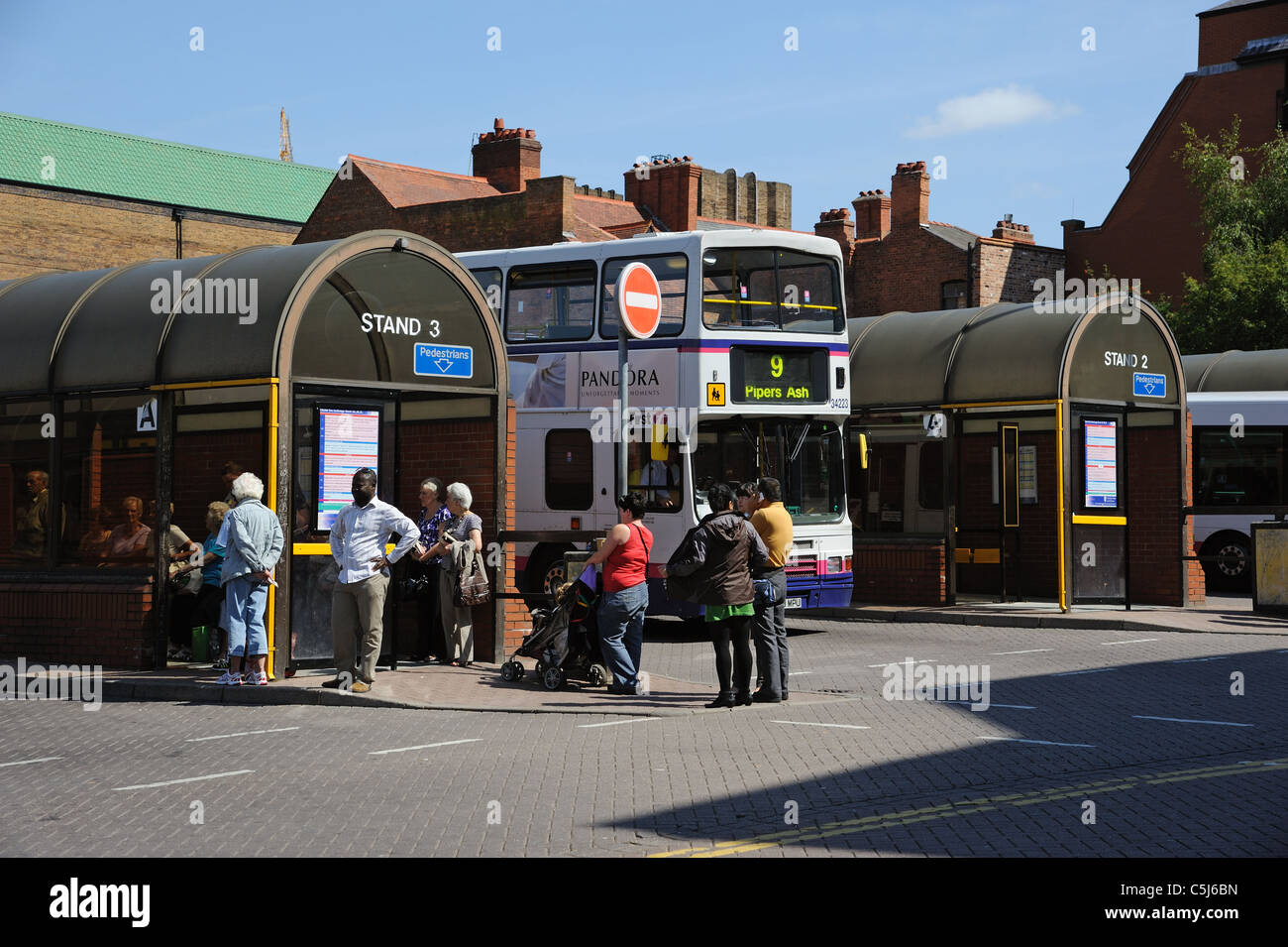 Chester scambio Bus nel centro della citta'. Cheshire England Foto Stock