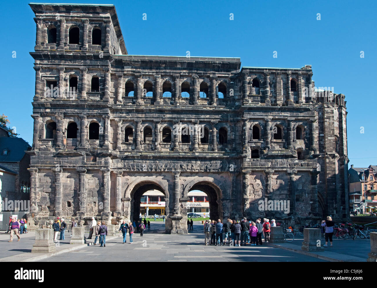 Porta Nigra, Wahrzeichen von Trier und UNESCO Weltkulturerbe, Porta Nigra, landmark, Patrimonio Mondiale dell Unesco Foto Stock