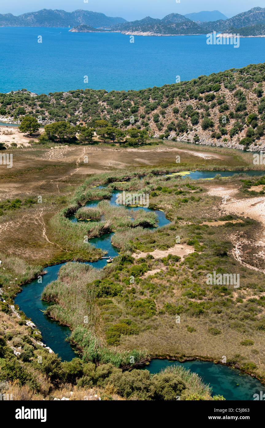 Demre Costa Fiume Mare Sud Turchia zone umide wetland Foto Stock