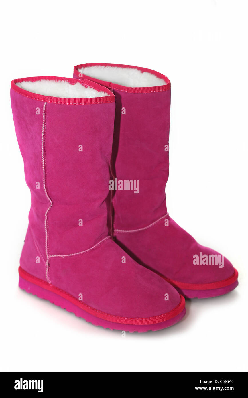 Womens winter boots su sfondo bianco Foto Stock