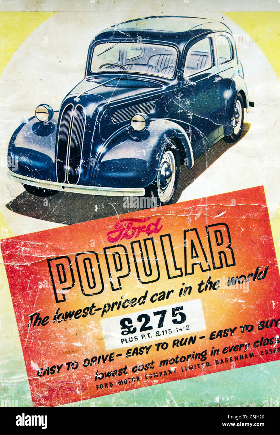 Vecchio manifesto pubblicitario: Ford popolare classic car Foto Stock